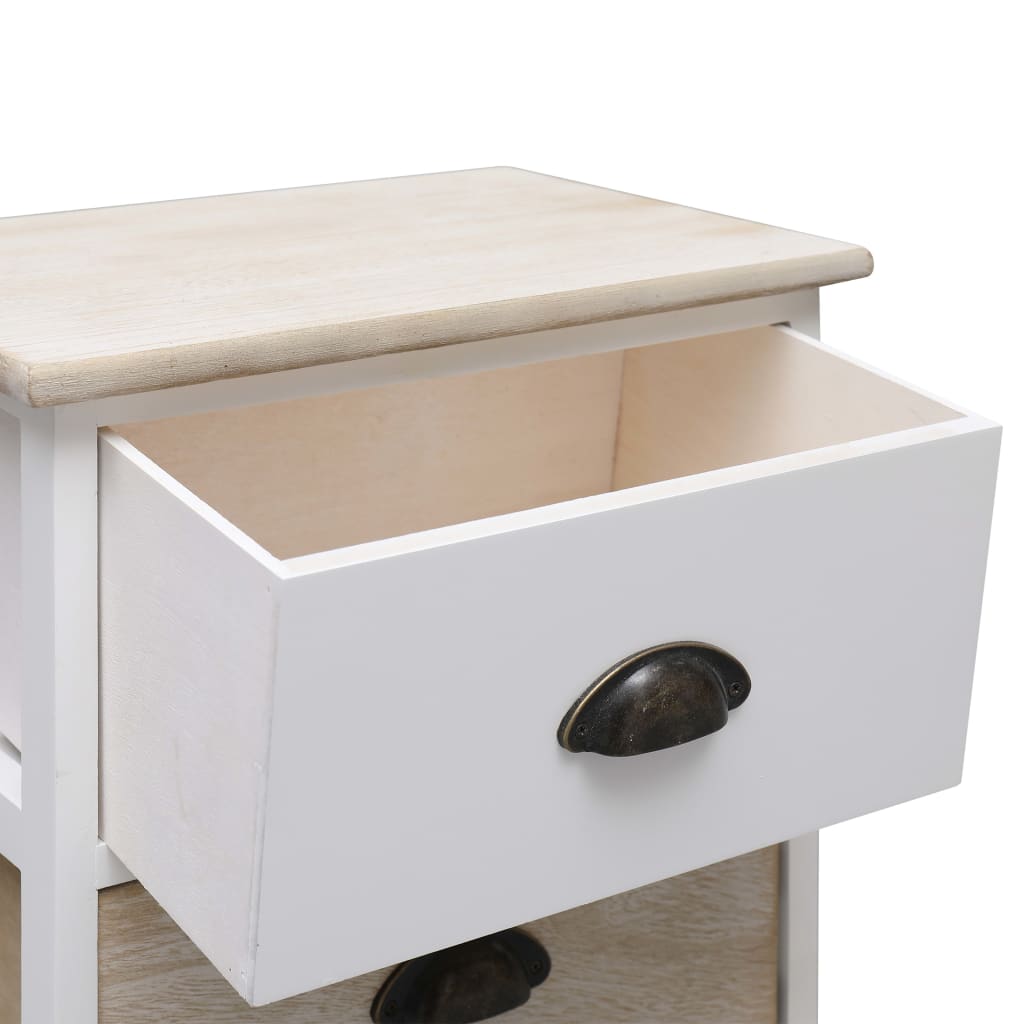 Nightstands 2 Pcs White And Natural 38X28X45 Cm Paulownia Wood