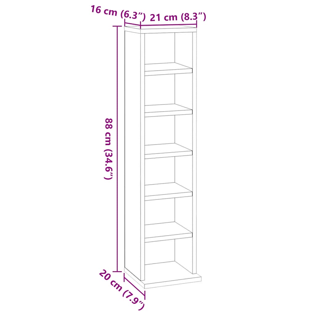 Cd Cabinet 21X20X88 Cm Engineered Wood