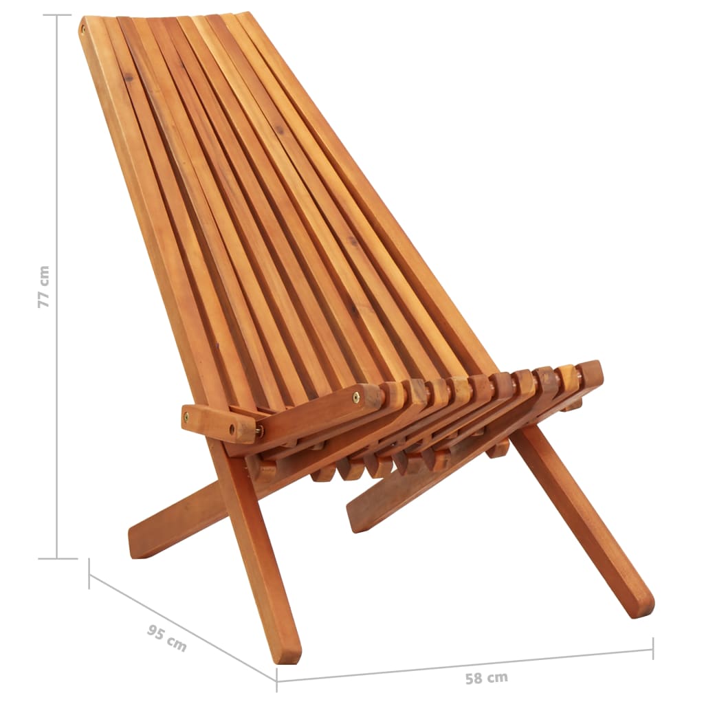Folding Outdoor Lounge Chairs 2 Pcs Solid Acacia Wood