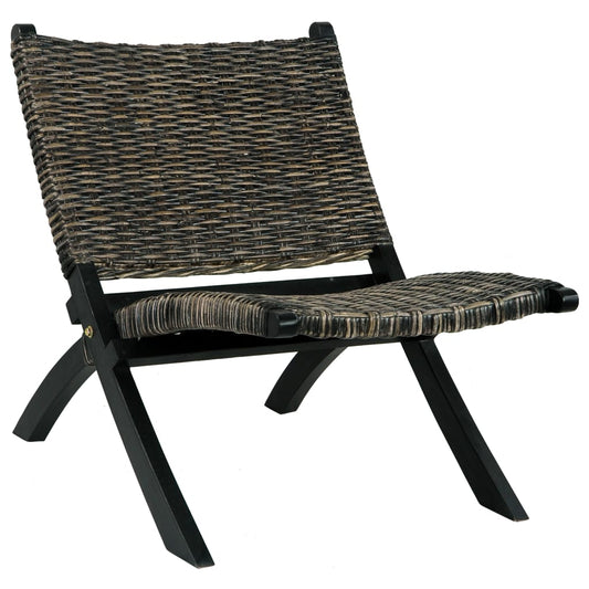 Relaxing Chair Natural Kubu Rattan And Solid Mahogany Wood