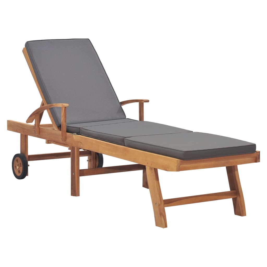 Sun Loungers With Cushions 2 Pcs Solid Teak Wood