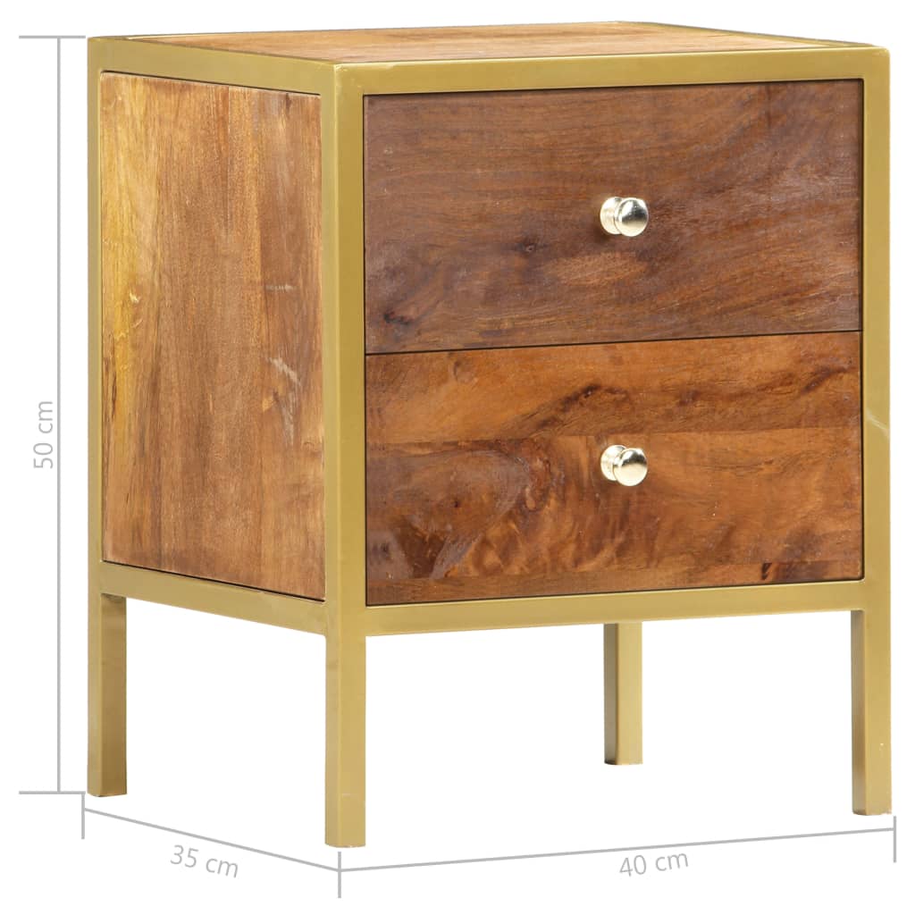 Bedside Cabinet 40X35X50 Cm Solid Mango Wood