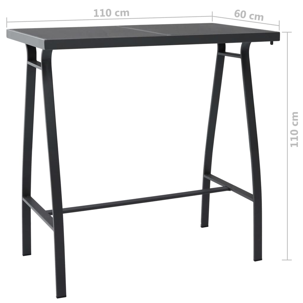 Garden Bar Table Black Tempered Glass