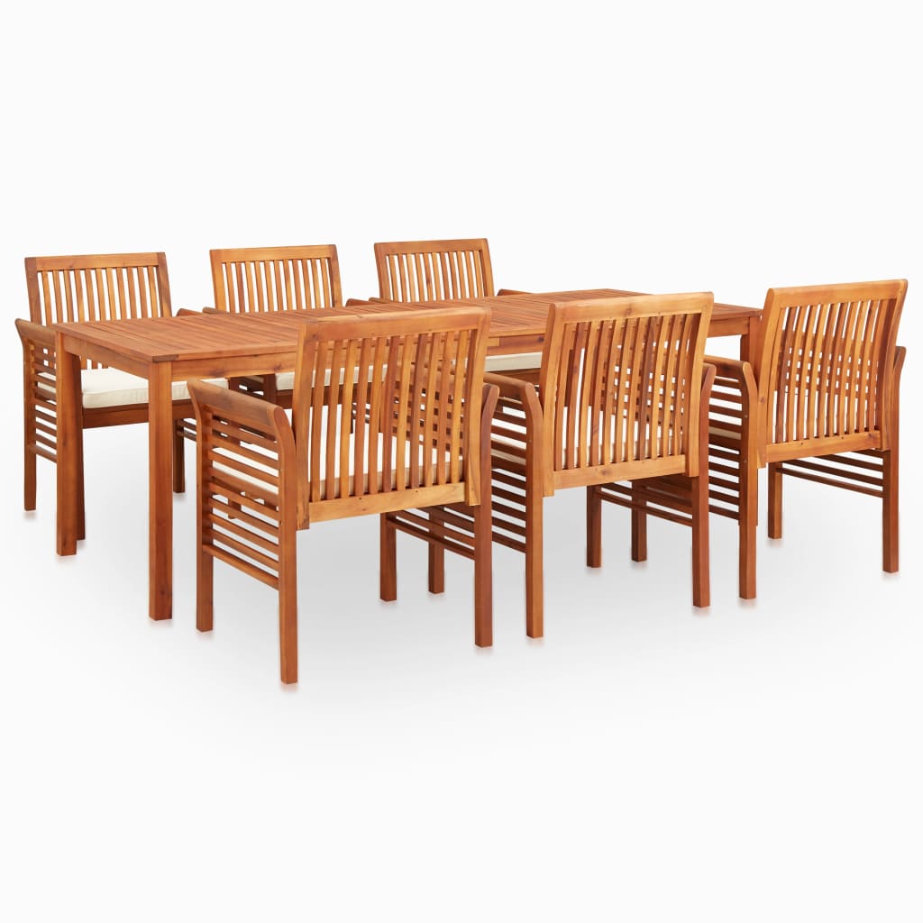 7 Piece Outdoor Dining Set With Cushions Solid Wood Acacia
