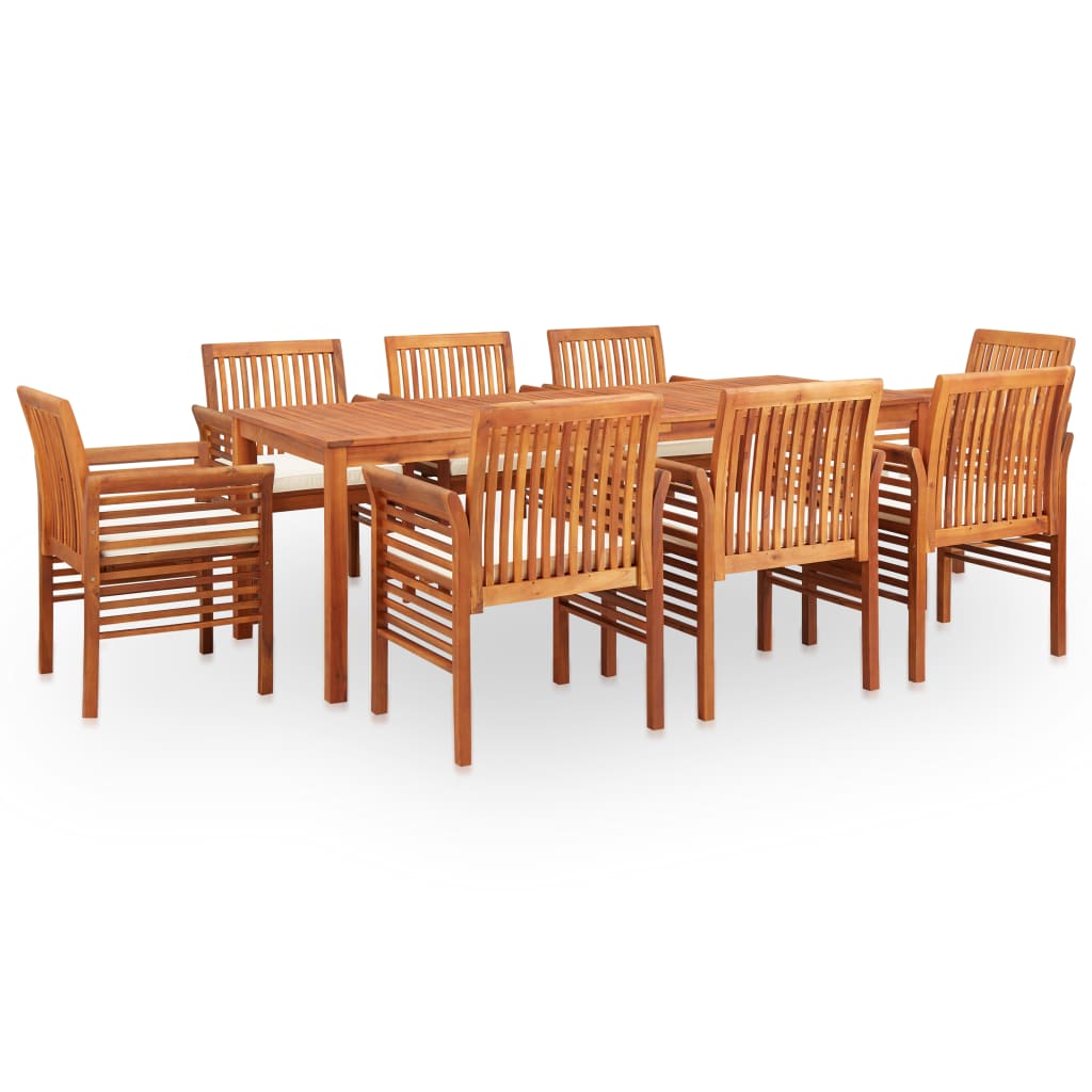 7 Piece Outdoor Dining Set With Cushions Solid Wood Acacia