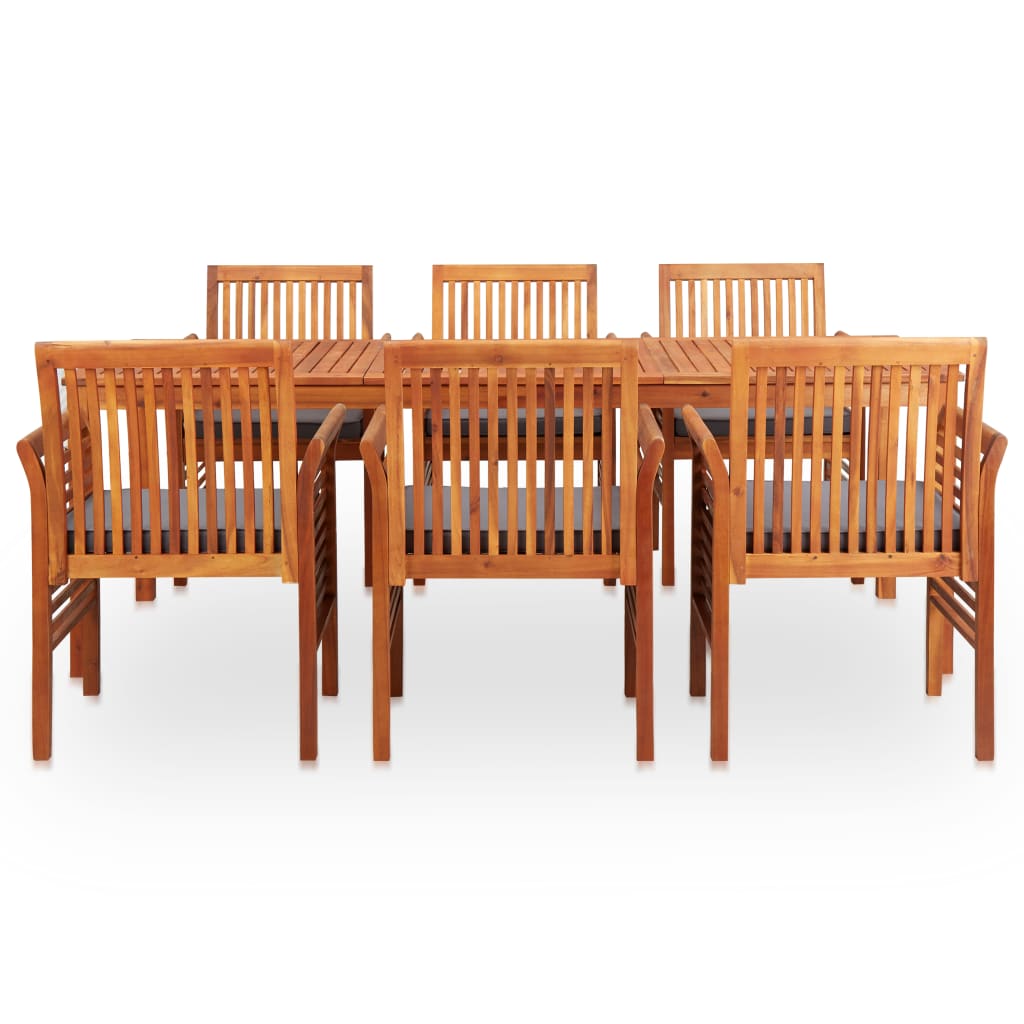 7 Piece Outdoor Dining Set With Cushions Solid Wood Acacia