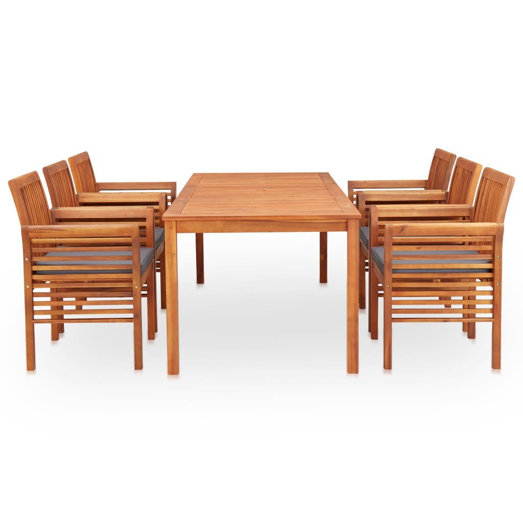 7 Piece Outdoor Dining Set With Cushions Solid Wood Acacia