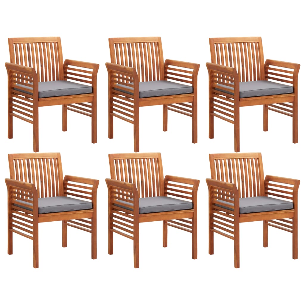 7 Piece Outdoor Dining Set With Cushions Solid Wood Acacia