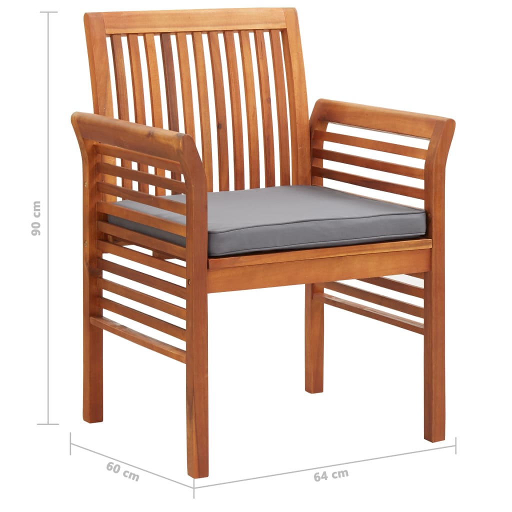 7 Piece Outdoor Dining Set With Cushions Solid Wood Acacia