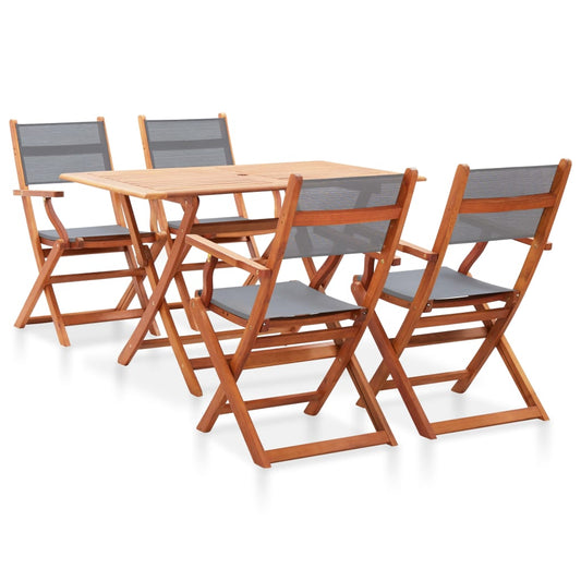 5 Piece Outdoor Dining Set Solid Eucalyptus Wood