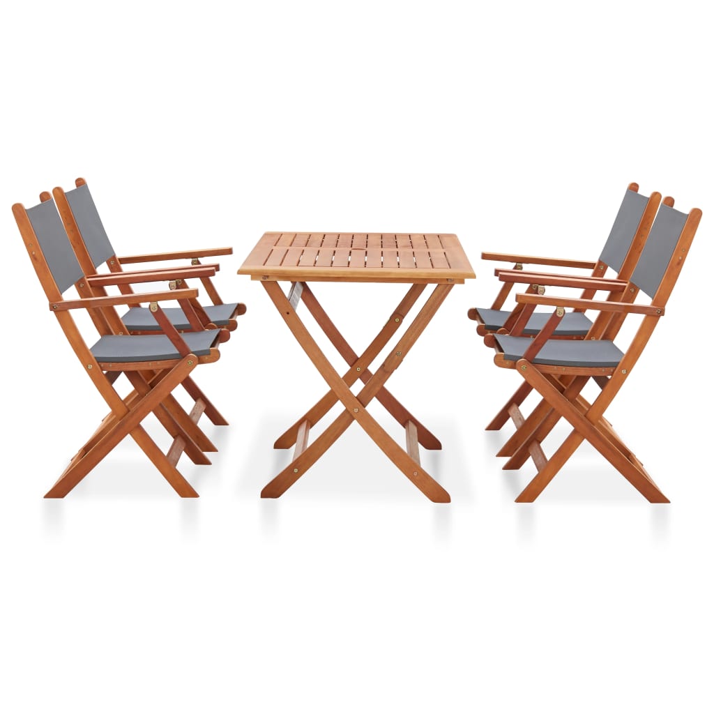 5 Piece Outdoor Dining Set Solid Eucalyptus Wood