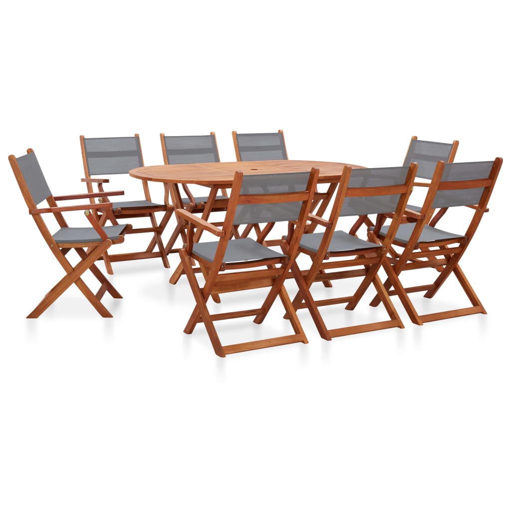 9 Piece Outdoor Dining Set Solid Eucalyptus Wood And Textilene
