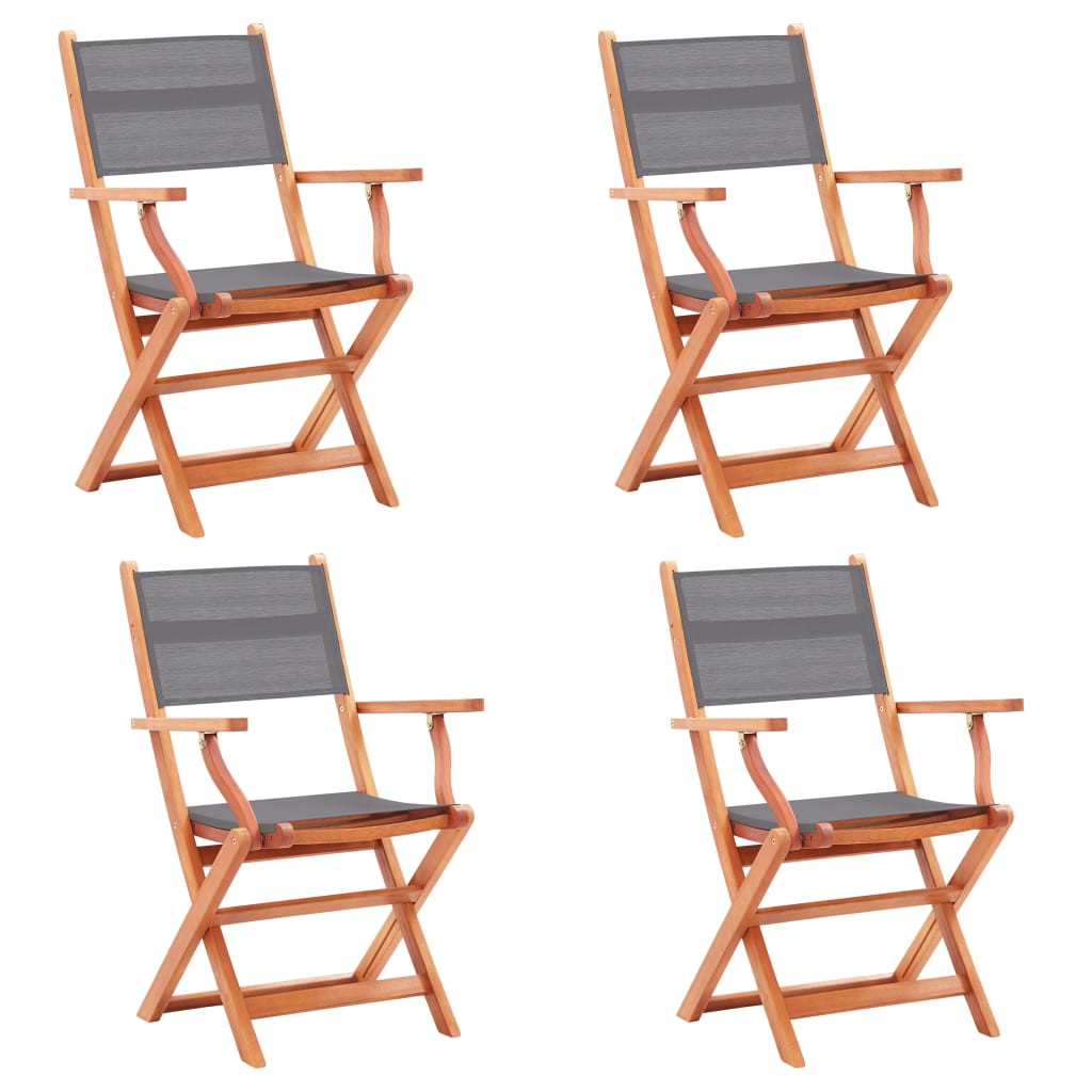 Folding Garden Chairs 4 Pcs Solid Eucalyptus Wood And Textilene
