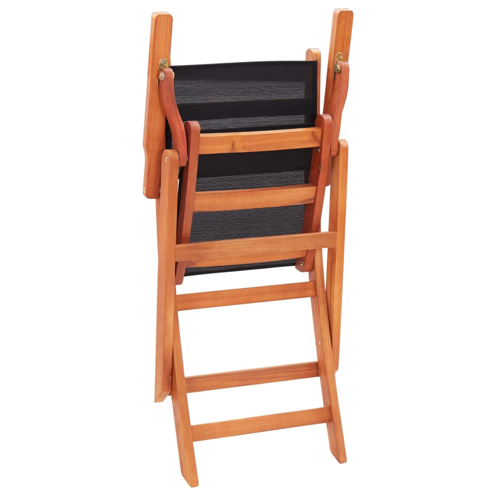 Folding Garden Chairs 4 Pcs Solid Eucalyptus Wood And Textilene