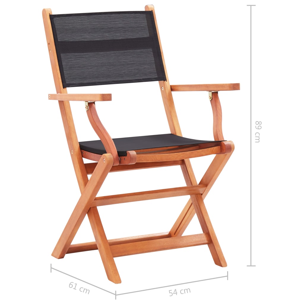 Folding Garden Chairs 4 Pcs Solid Eucalyptus Wood And Textilene