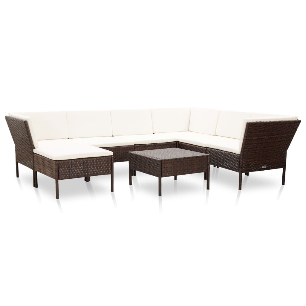 8 Piece Garden Lounge Set With Cushions Poly Rattan