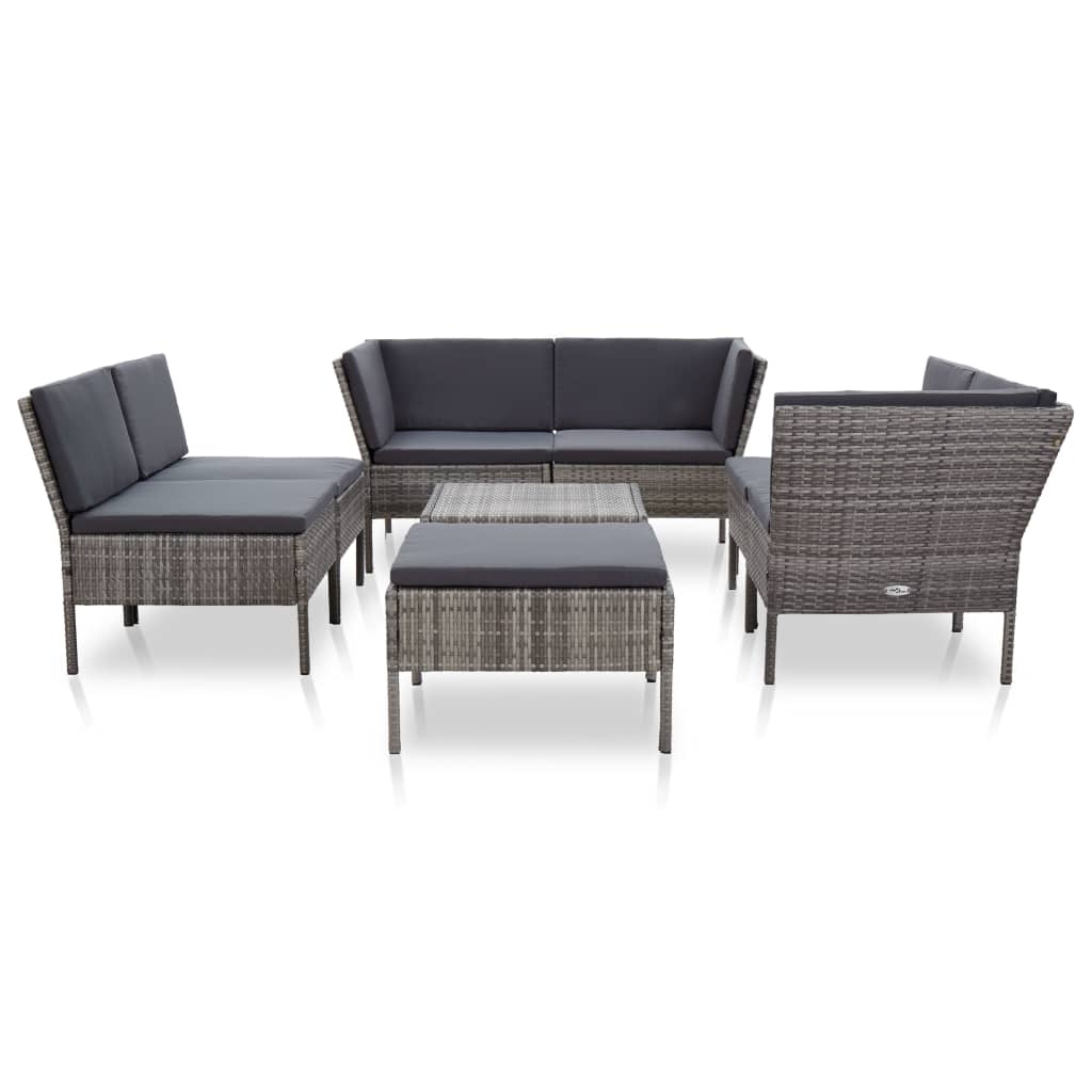 8 Piece Garden Lounge Set With Cushions Poly Rattan