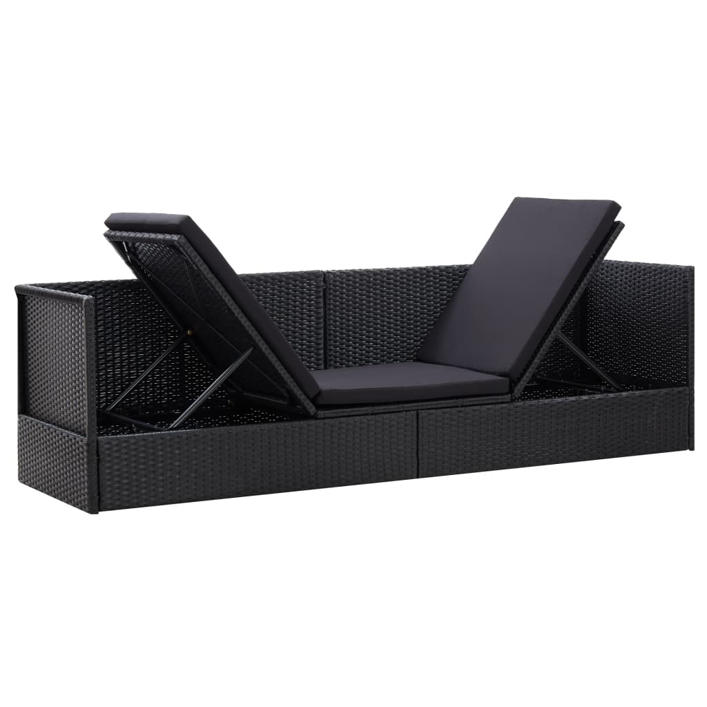 Garden Bed With Cushion And Pillow Poly Rattan