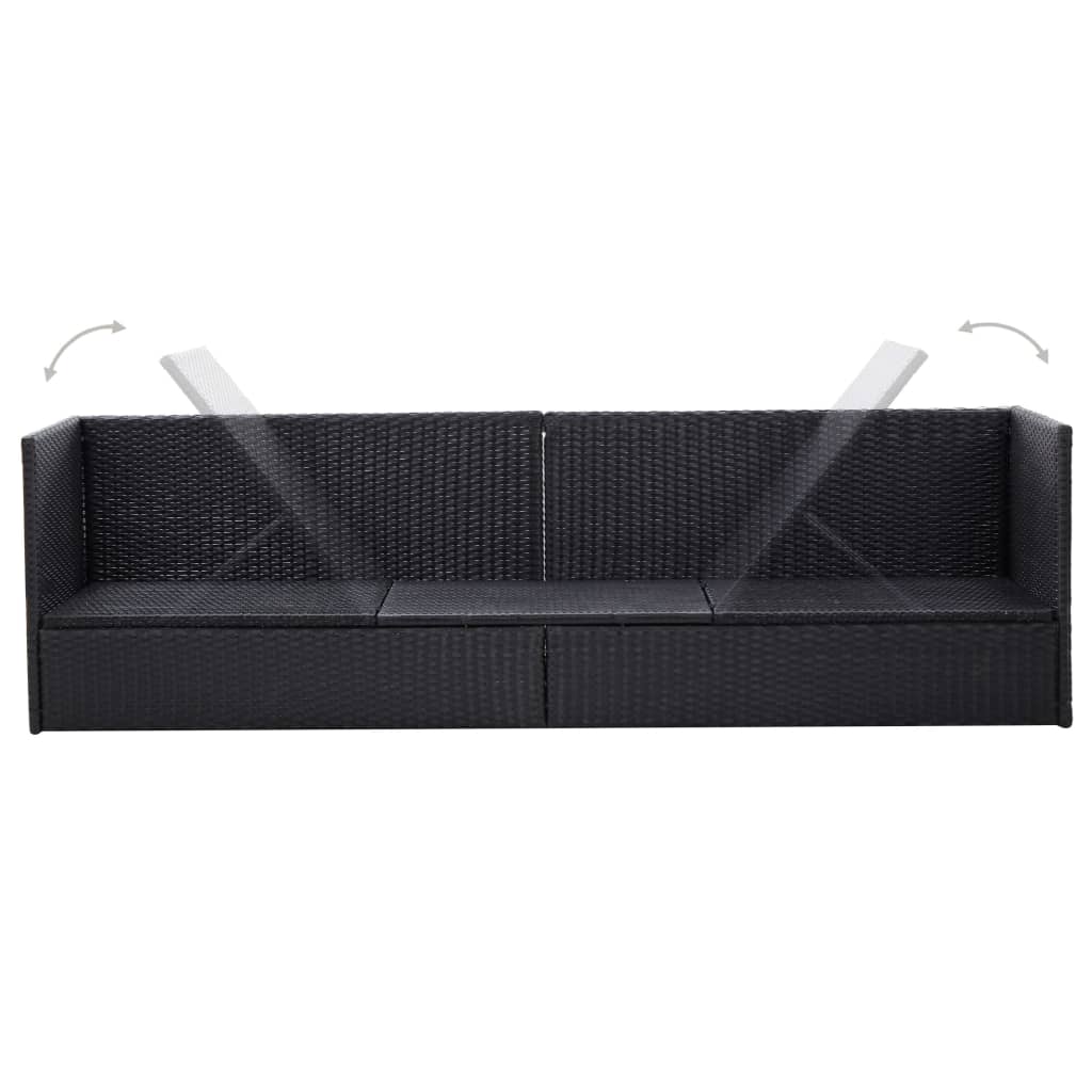 Garden Bed With Cushion And Pillow Poly Rattan