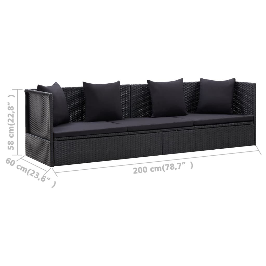 Garden Bed With Cushion And Pillow Poly Rattan