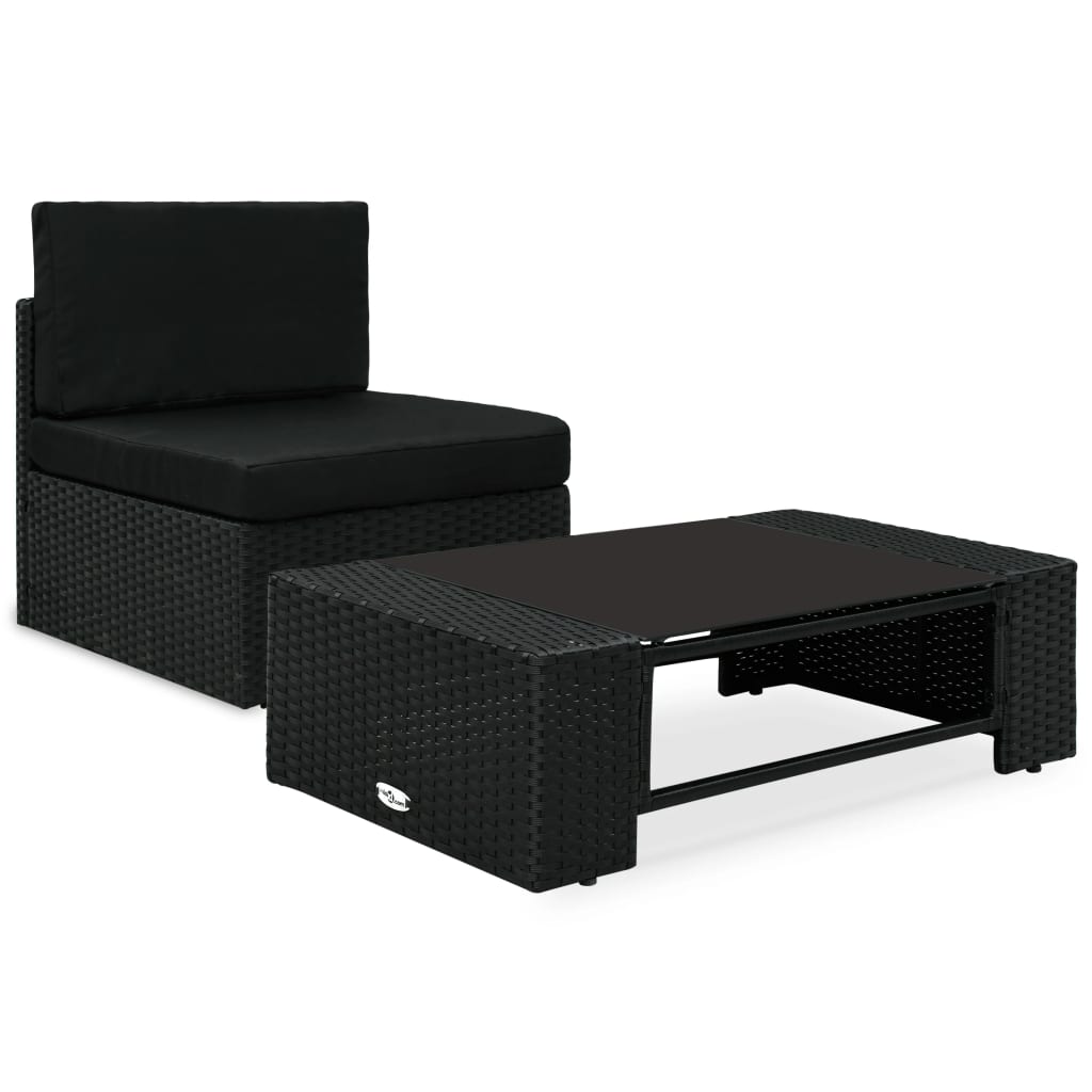 Sectional Sofa 2-Seater Poly Rattan