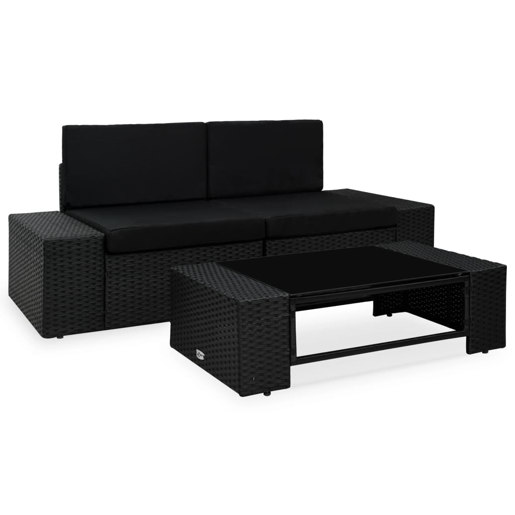 Sectional Sofa 2-Seater Poly Rattan