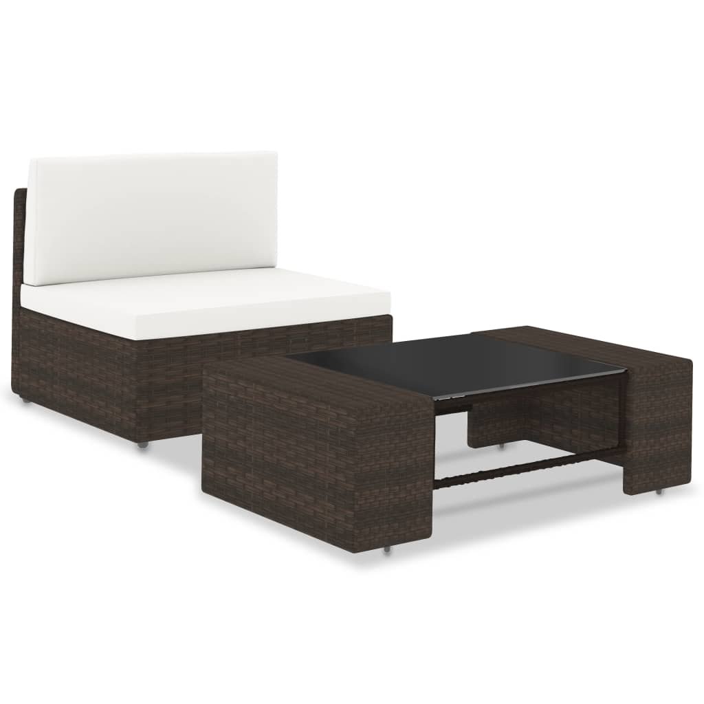 Sectional Sofa 2-Seater Poly Rattan