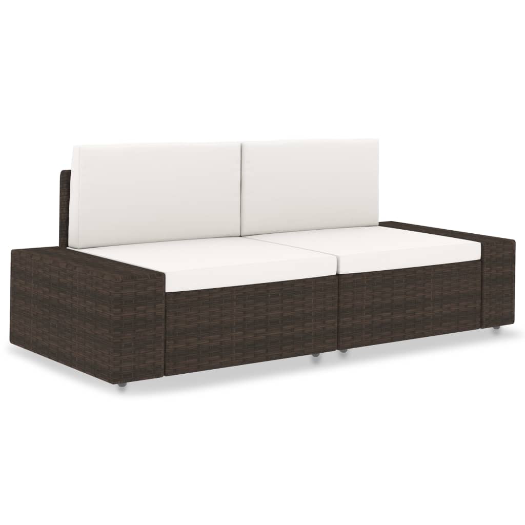 Sectional Sofa 2-Seater Poly Rattan
