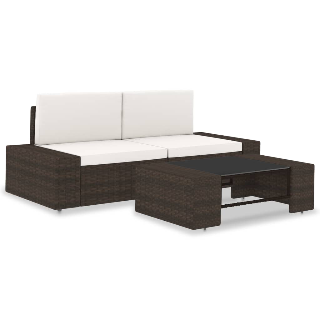 Sectional Sofa 2-Seater Poly Rattan