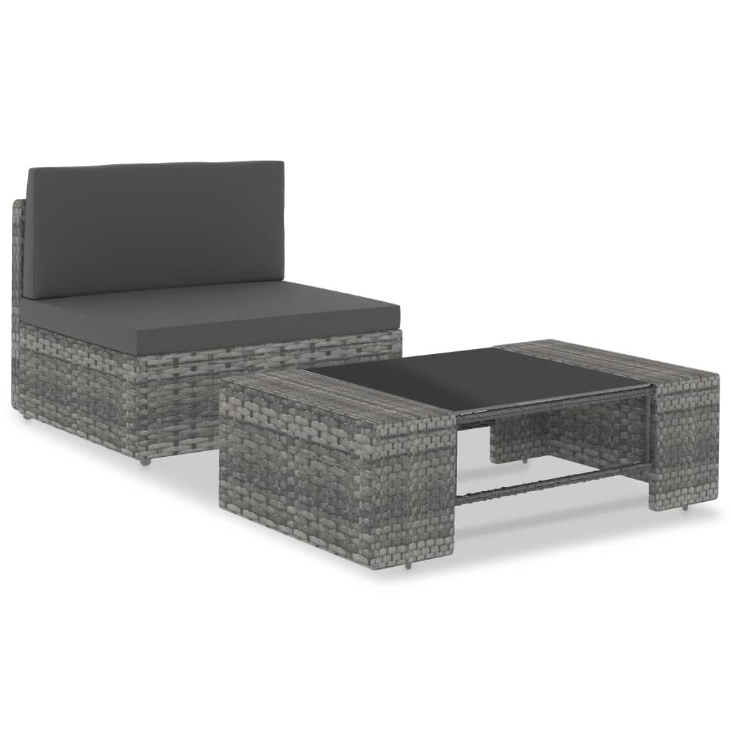 Sectional Sofa 2-Seater Poly Rattan