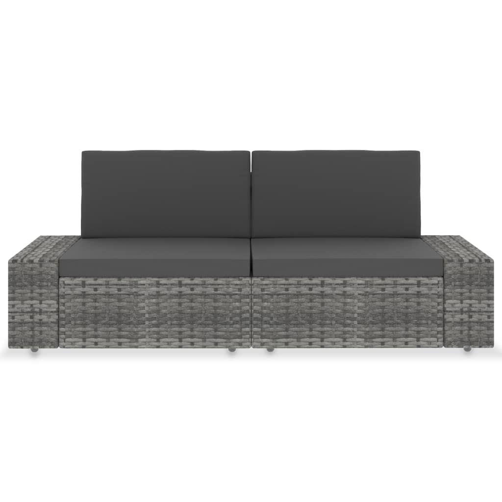 Sectional Sofa 2-Seater Poly Rattan