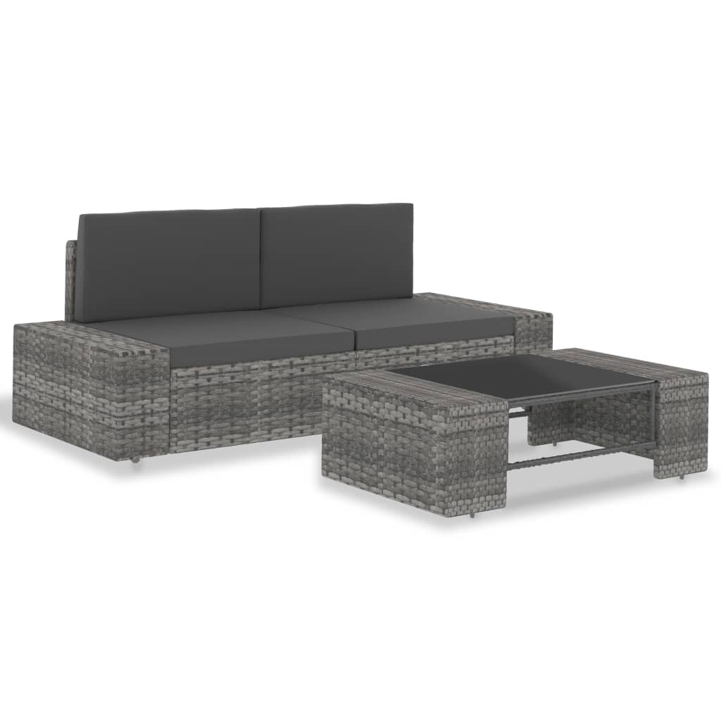 Sectional Sofa 2-Seater Poly Rattan