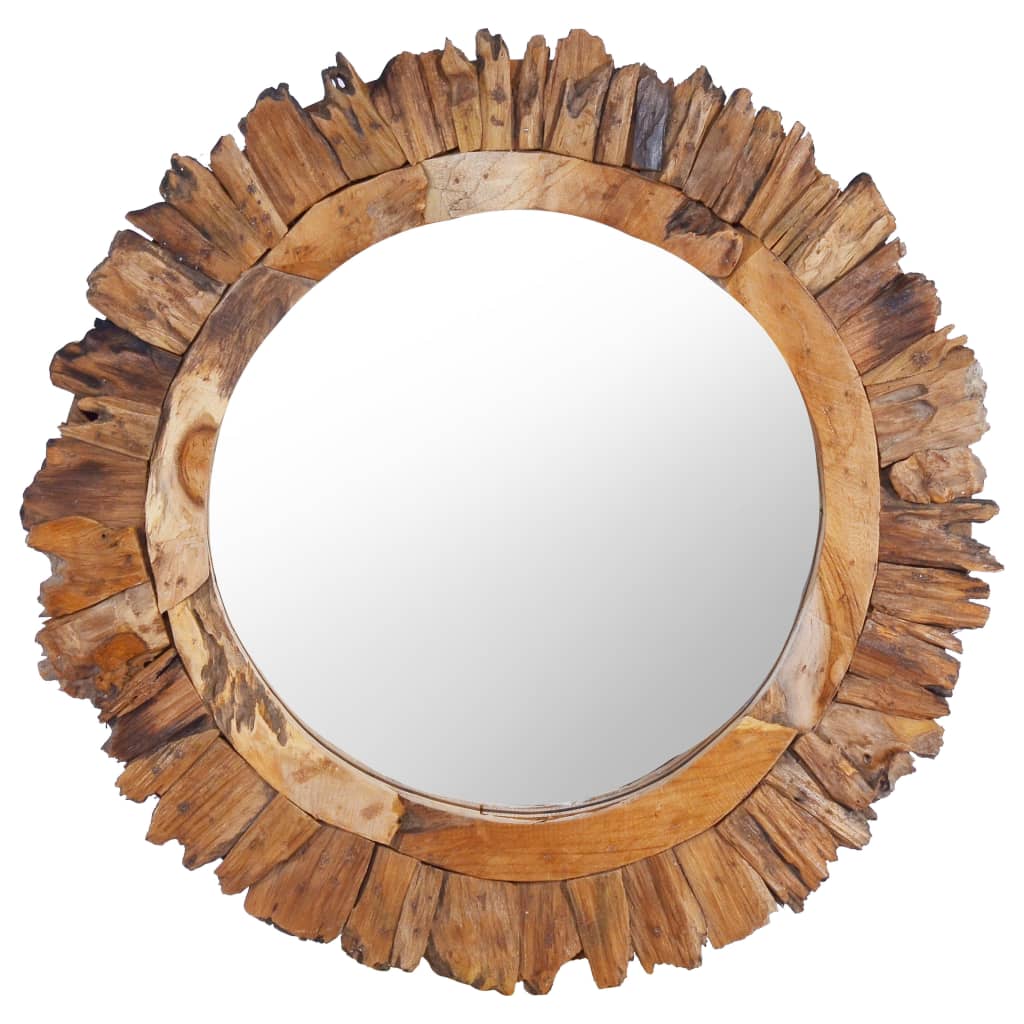 Wall Mirror 40 Cm Teak Round