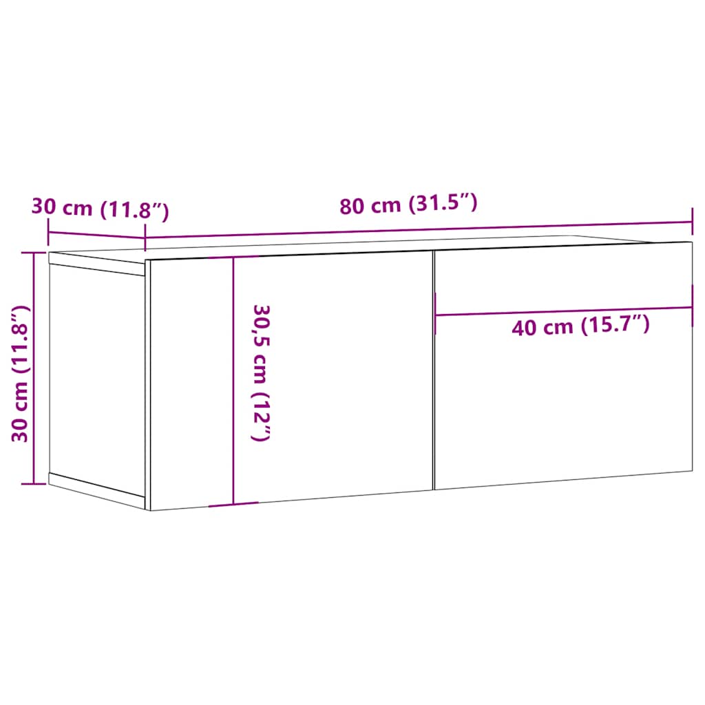 Tv Cabinet 80X30X30 Cm Engineered Wood