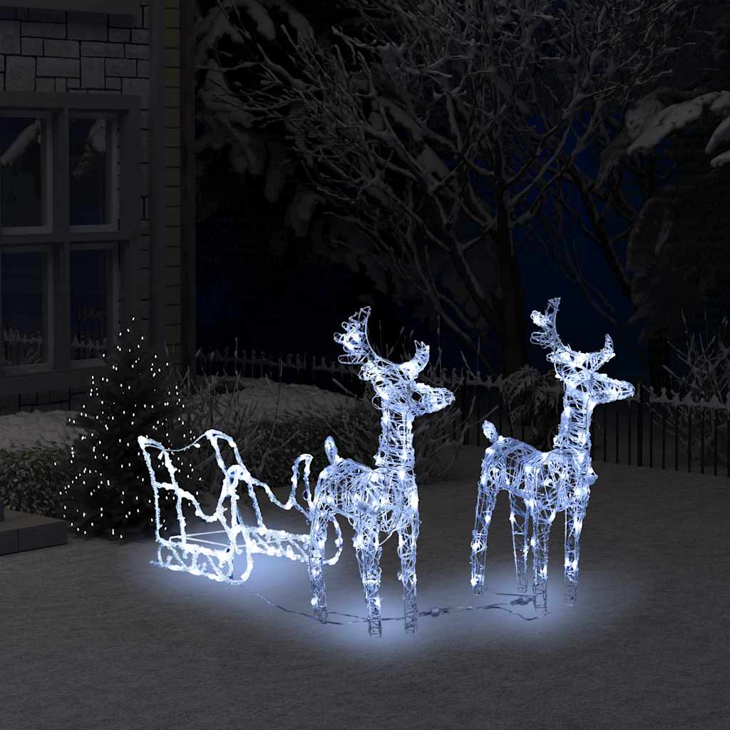 Reindeers & Sleigh Christmas Decoration 280X28X55 Cm Acrylic
