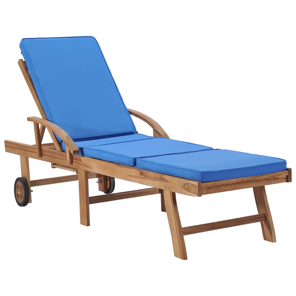 Sun Loungers With Cushions 2 Pcs Solid Teak Wood