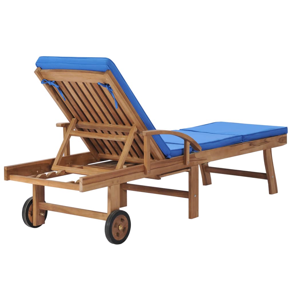 Sun Loungers With Cushions 2 Pcs Solid Teak Wood