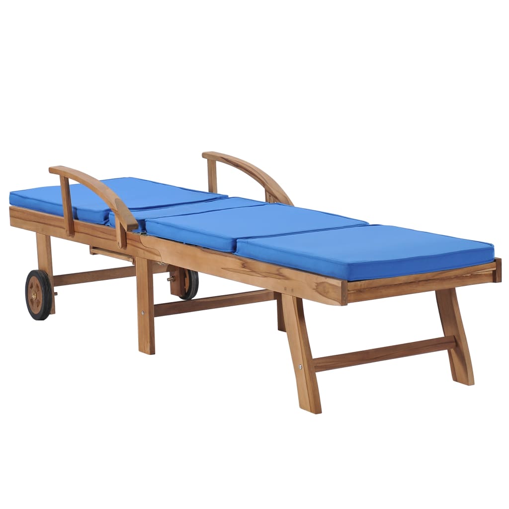 Sun Loungers With Cushions 2 Pcs Solid Teak Wood