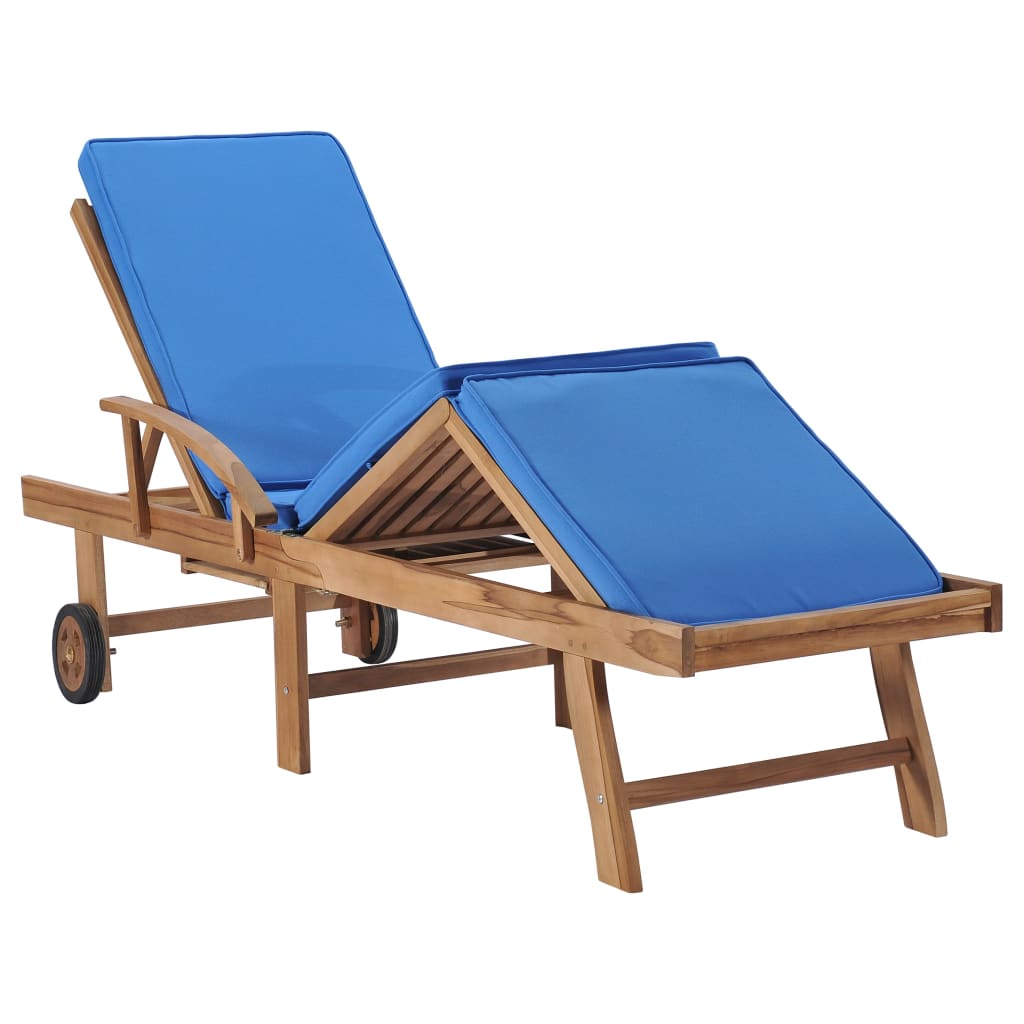 Sun Loungers With Cushions 2 Pcs Solid Teak Wood