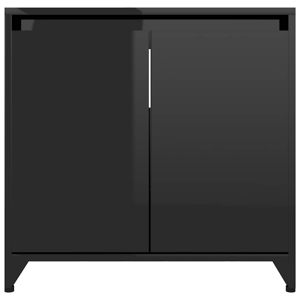 Bathroom Cabinet High Gloss Black 60X33X61 Cm Engineered Wood