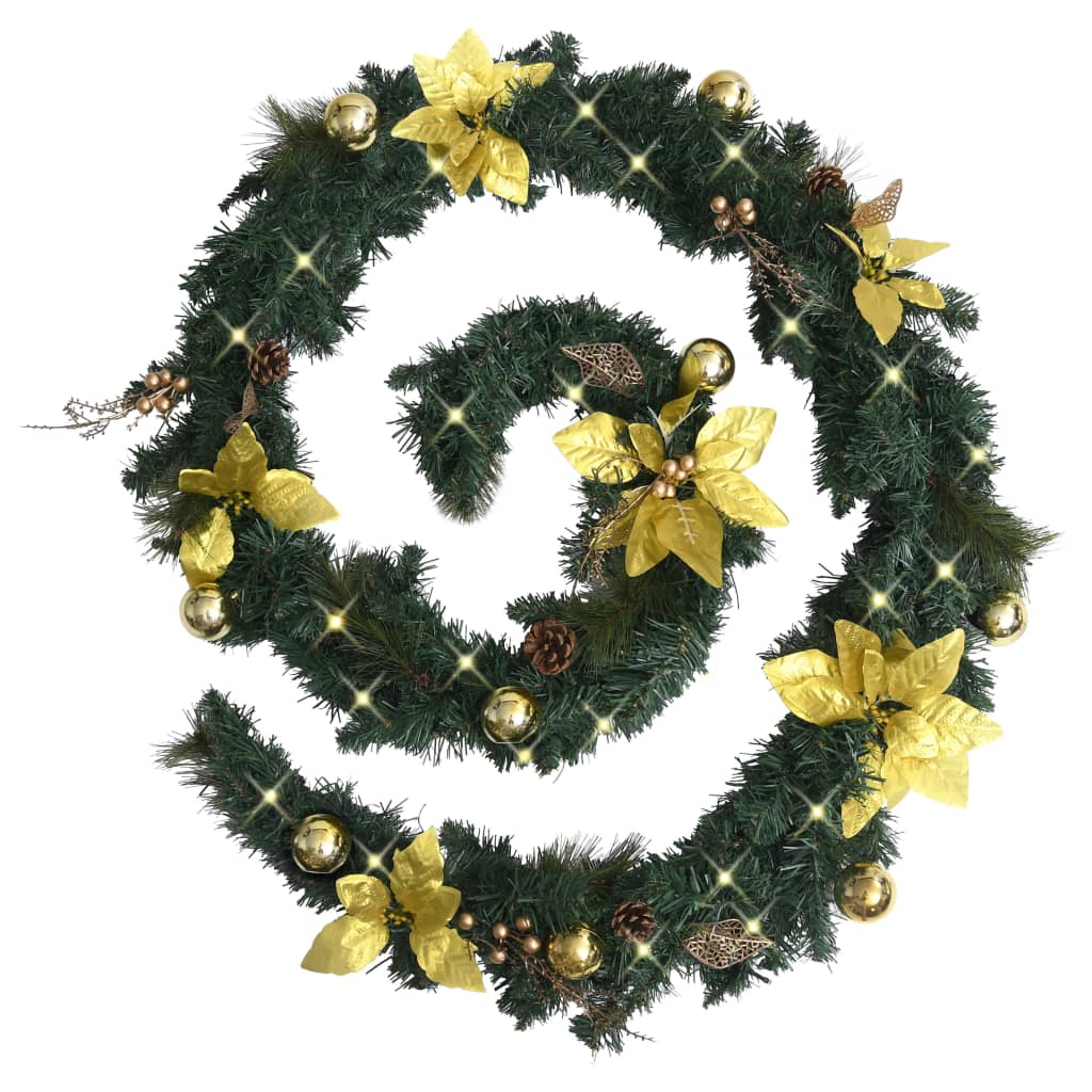 Christmas Garland With Led Lights Green 2.7 M Pvc