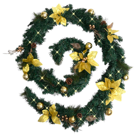 Christmas Garland With Led Lights Green 2.7 M Pvc