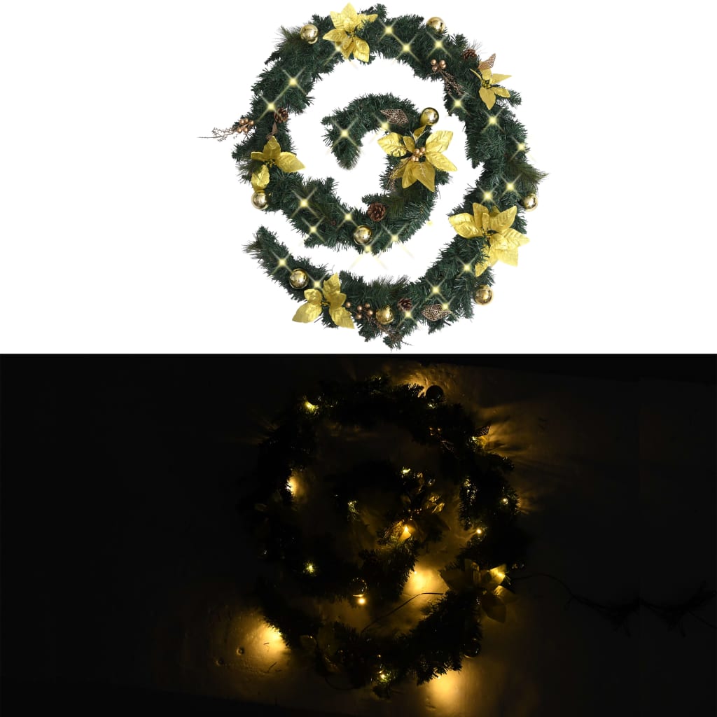 Christmas Garland With Led Lights Green 2.7 M Pvc