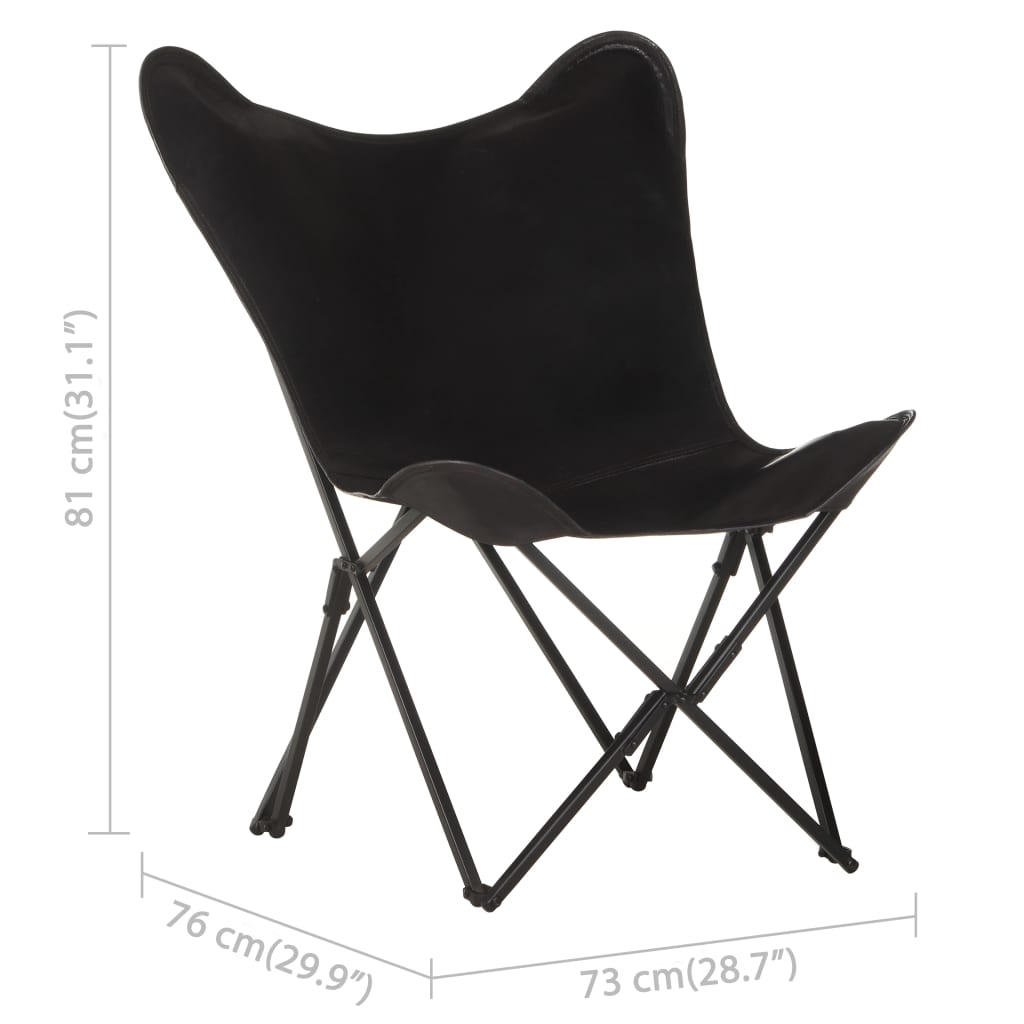Foldable Butterfly Chair Real Leather