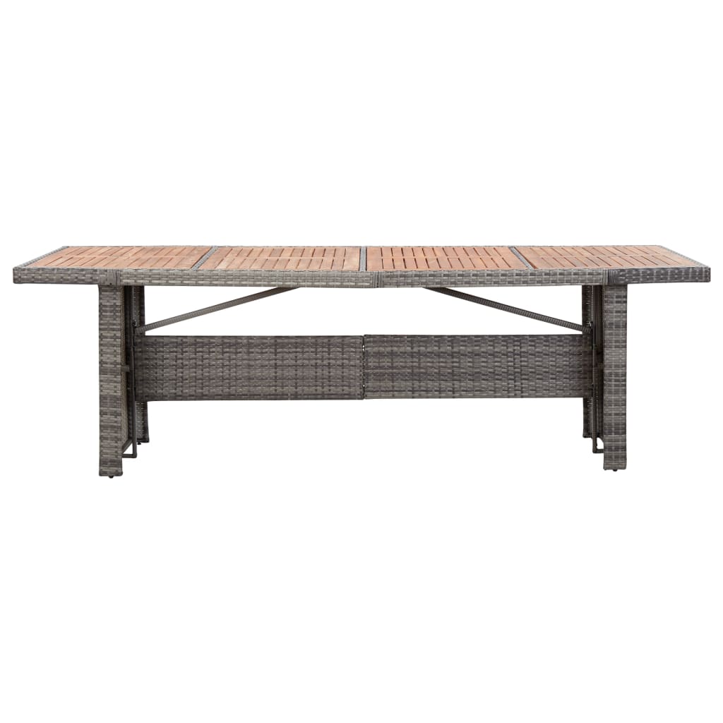 Garden Table 240X90X74 Cm Poly Rattan And Solid Acacia Wood