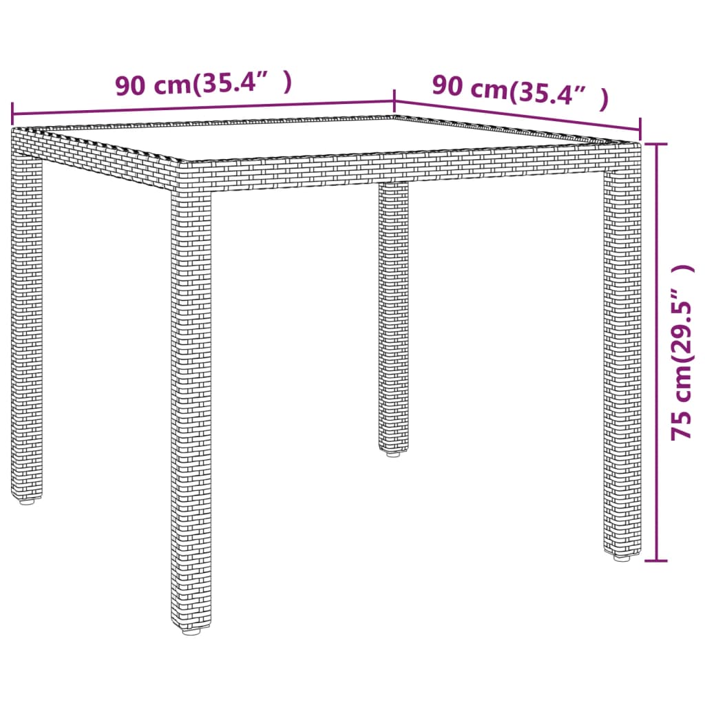 Garden Table 90X90X75 Cm Poly Rattan