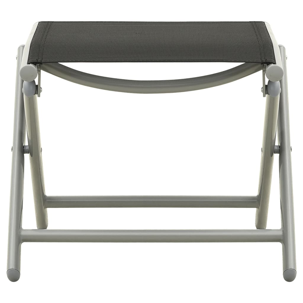 Folding Footrest Black And Silver Textilene And Aluminium