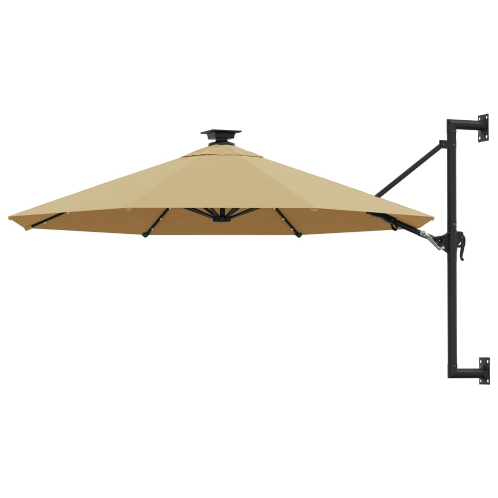 Wall-Mounted Garden Parasol With Leds 300 Cm