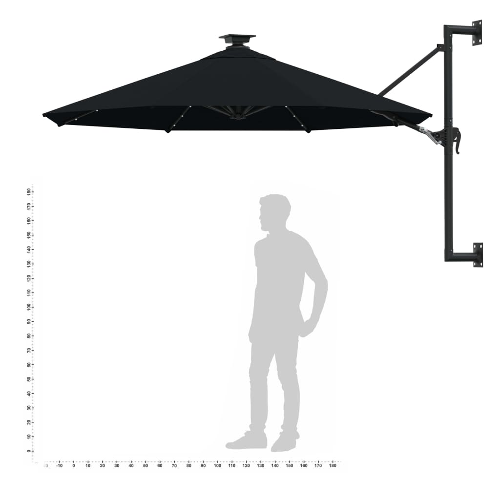 Wall-Mounted Garden Parasol With Leds 300 Cm