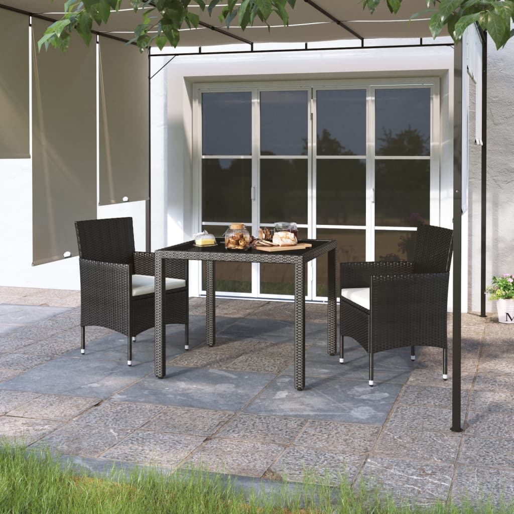 5 Piece Garden Dining Set Poly Rattan And Tempered Glass Beige